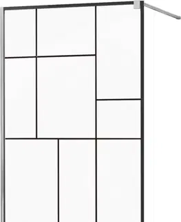 Sprchové zástěny MEXEN/S KIOTO Sprchová zástěna WALK-IN 130x200 cm 8 mm, chrom, černý vzor 2 800-130-101-01-78