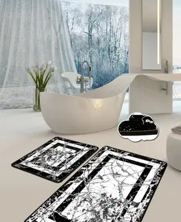 Koupelnové předložky L'essentiel Sada 2 koupelnových předložek MarmorBlackie černá/bílá