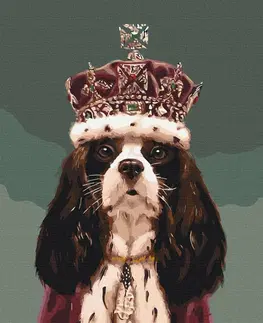 Zvířata Malování podle čísel pes s korunou