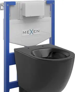 Záchody MEXEN/S WC předstěnová instalační sada Fenix XS-F s mísou WC Lena,  černá mat 6803322XX85