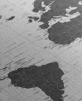 Obrazy na korku Obraz na korku politická mapa světa v černobílém provedení