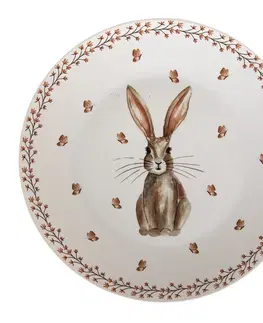 Talíře Porcelánový jídelní talíř Rustic Easter Bunny - Ø 26*2 cm Clayre & Eef REBFP