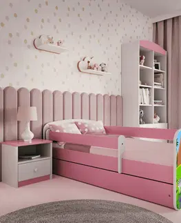 Dětské postýlky Kocot kids Dětská postel Babydreams safari růžová, varianta 70x140, bez šuplíků, bez matrace