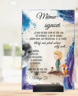 Cedulky s věnovaním (dárky) Jedinečný dárek pro syna - plaketa s vlastním textem a designem