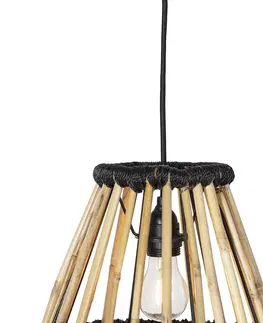 Zavesna svitidla Orientální závěsné svítidlo bambusové s černou 32 cm - Evalin