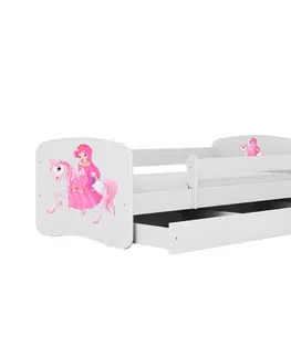 Dětské postýlky Kocot kids Dětská postel Babydreams princezna na koni bílá, varianta 70x140, bez šuplíků, bez matrace