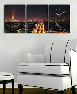 Obrazy Nástěnné hodiny na plátně PAŘÍŽ 96 cm