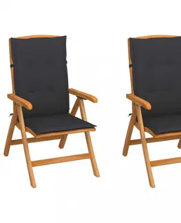 Zahradní židle Zahradní židle 2 ks teak / látka Dekorhome Vínová