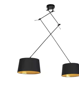 Zavesna svitidla Závěsná lampa s bavlněnými odstíny černé se zlatem 35 cm - Blitz II černá