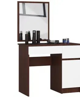 Toaletní stolky Ak furniture Kosmetický stolek se zrcadlem P-2/SL dub wenge / bílý pravý