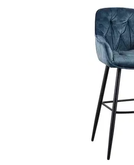 Barové židle LuxD Designová barová židle Garold petrolejový samet