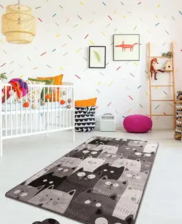 Koberce a koberečky Conceptum Hypnose Dětský koberec Cats 140x190 cm šedý