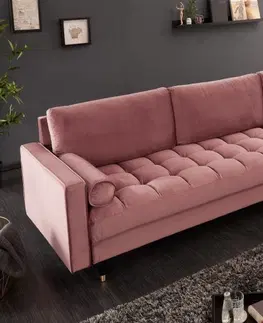 Luxusní a designové sedačky Estila Moderní růžová sedačka Velluto s nožičkami v luxusním Art-deco stylu 260cm