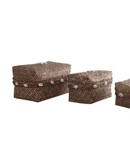 Designové šperkovnice a krabičky Estila Stylový set tří ratanových krabiček ESTILO