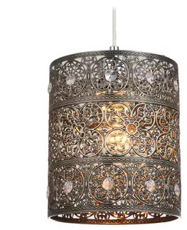 Klasická závěsná svítidla Sessak Zdobné závěsné svítidlo starožitného designu Maya - pr. 170 x 200 mm, 60 W, mosaz, patina SE MAYKA