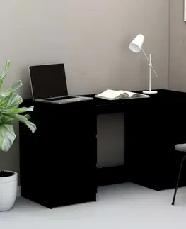 Pracovní stoly Psací stůl se 6 šuplíky 140x50 cm Dekorhome Černá
