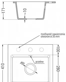 Kuchyňské dřezy MEXEN/S Milo granitový dřez 1-miska včetně baterie Savita, černá/zlatá metali 6505-75-672601-50