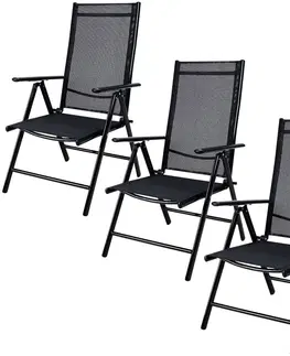 Zahradní křesla a židle Skládací zahradní židle 3 ks Dekorhome Černá
