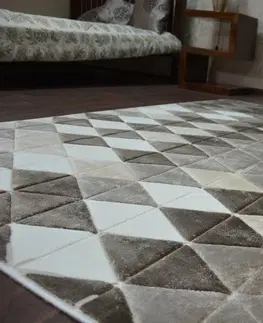 Koberce a koberečky Dywany Lusczow Kusový koberec ACRYLOVY YAZZ 7660 tmavě béžový / hnědý, velikost 133x190