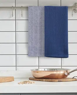 Utěrky DecoKing Kuchyňská utěrka Louie modrá, 50 x 70 cm, sada 3 ks