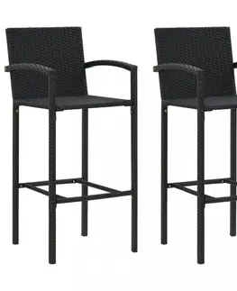 Barové židle Zahradní barový set 3 ks Dekorhome Černá