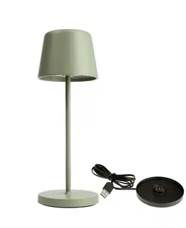 LED stolní lampy Light Impressions Deko-Light nabíjecí svítidlo - sada Canis Mini šedozelená + nabíjecí základna 620203