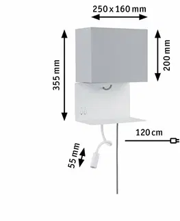 LED nástěnná svítidla PAULMANN Nástěnné svítidlo Ablage Merani E27 max. 40W/2,5W béžová/bílá, látka/kov 789.13
