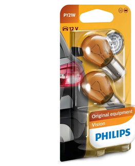 Žárovky Philips SADA 2x Autožárovka Philips VISION 12496NAB2 PY21W BAU15s/21W/12V 