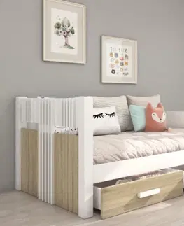 Postele ArtAdrk Jednolůžková postel BIBI | 90 x 200 cm Barva: Bílá / dub artisan
