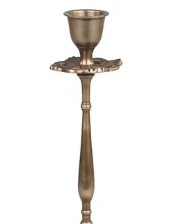 Svícny Mosazný antik kovový svícen na úzkou svíčku - Ø 10*18cm Chic Antique 71060213 (71602-13)