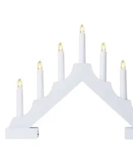 Vánoční svícny EMOS Dřevěný LED svícen Kija s časovačem 29 cm teplá bílá