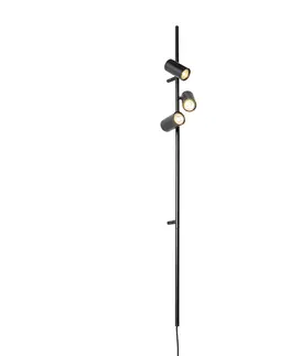Nastenna svitidla Nástěnná lampa černá s nožním spínačem 3 světla - Jeana Luxe