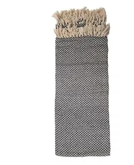 Deky Černý bavlněný pléd s třásněmi Viloé III - 150*180 cm Clayre & Eef KT060.125