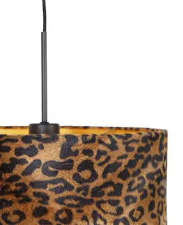 Zavesna svitidla Moderní závěsná lampa černá s odstínem leopard 35 cm - Combi