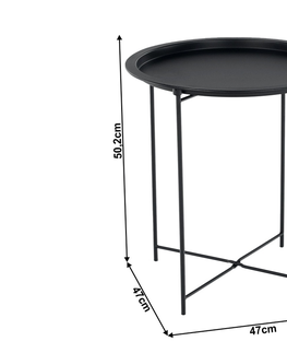 Konferenční stolky Příruční stolek RADOMI s odnímatelným tácem, černá