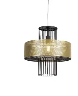 Zavesna svitidla Designová závěsná lampa zlatá s černou 40 cm - Tess