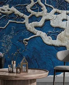 Samolepící tapety Samolepící tapeta abstraktní strom na dřevě s modrým kontrastem