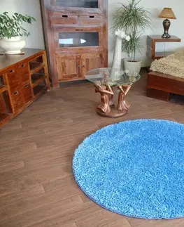 Koberce a koberečky Dywany Lusczow Kulatý koberec SHAGGY Hiza 5cm modrý, velikost kruh 200