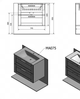 Koupelnový nábytek SAPHO AMIA umyvadlová skříňka 74,5x60x45cm, dub Texas AM075-2020