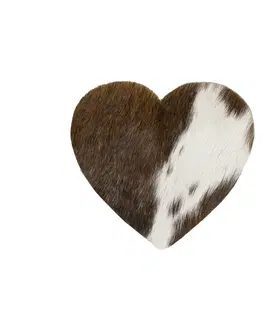 Prostírání Bílo-hnědý podtácek srdce Love z hovězí kůže Brown - 14*14*0,3 cm Mars & More HOZHKB