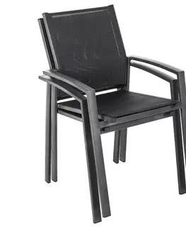 Zahradní židle a křesla DEOKORK Hliníkové křeslo s textílií BERGAMO (antracit)