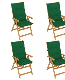 Zahradní židle Skládací zahradní židle 4 ks s poduškami Dekorhome Krémová