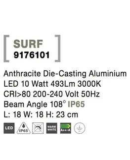 Stojací svítidla NOVA LUCE venkovní sloupkové svítidlo SURF antracitový hliník LED 8W 3000K 200-240V 108st. IP65 9176101