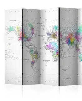 Paravány Paraván White-colorful world map Dekorhome