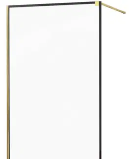 Sprchové zástěny MEXEN/S KIOTO Sprchová zástěna WALK-IN 90x200 cm 8 mm, zlatá, černý profil 800-090-101-50-70