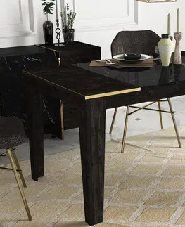Kuchyňské a jídelní stoly Jídelní stůl VEYRON černý, zlatý