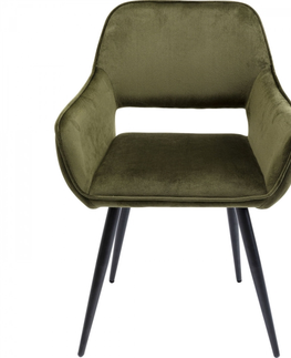 Jídelní židle KARE Design Olivově zelená čalouněná židle s područkami San Francisco