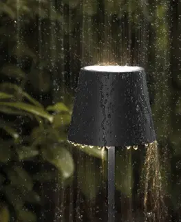 Venkovní osvětlení terasy Sigor Nuindie mini LED dobíjecí stolní lampa, kulatá, USB-C, půlnoční černá