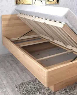 s úložným prostorem Moderní dřevěná buková postel s úložným prostorem PEGAS, rošty v ceně