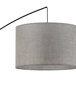 Obloukové lampy TK Lighting Stojací lampa Moby Gray s textilním stínidlem